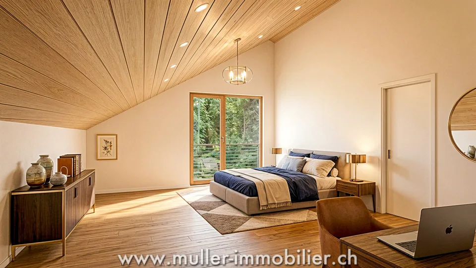 Schönes Holzrahmenhaus am Waldrand in ruhiger Lage