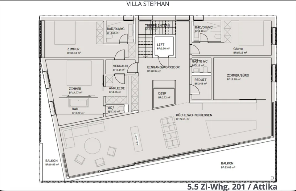 Luxuriöse Neubau Attikawohnung an zentraler Lage