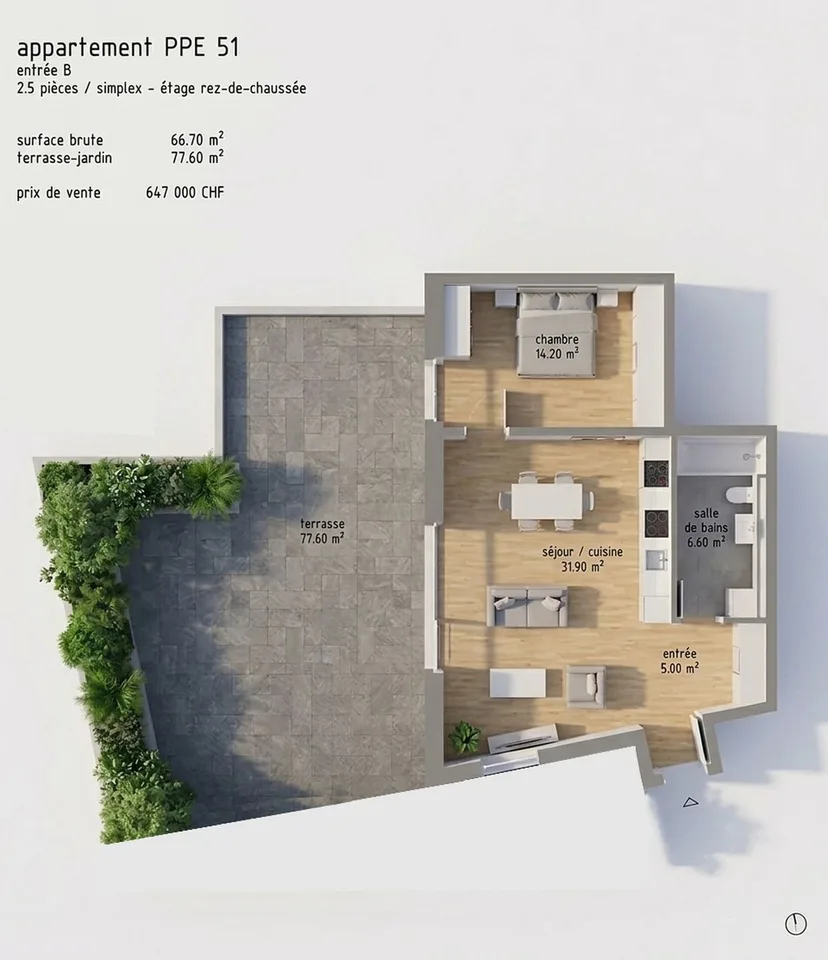 2,5-Zimmer-Wohnung mit großer Terrasse