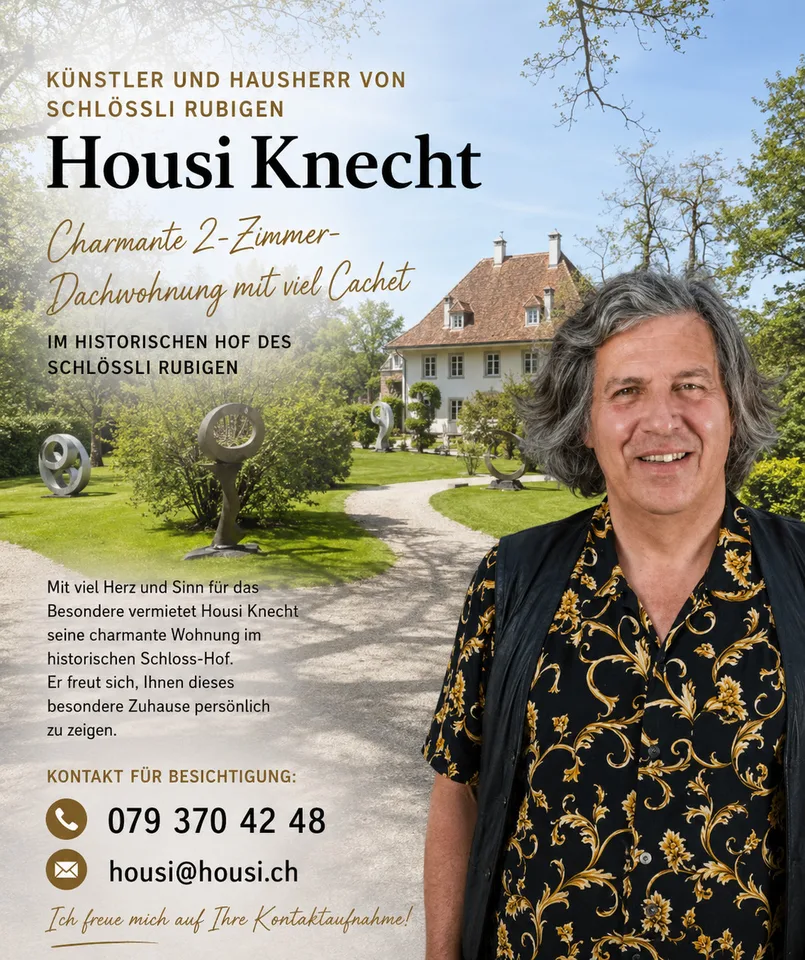 Charming attic apartment in the historic courtyard of Schlössli Rubigen