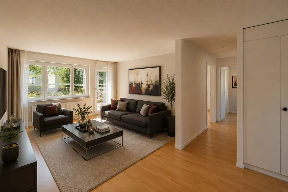 Appartement avec terrasse de jardin et espace environnant dans un cadre rural