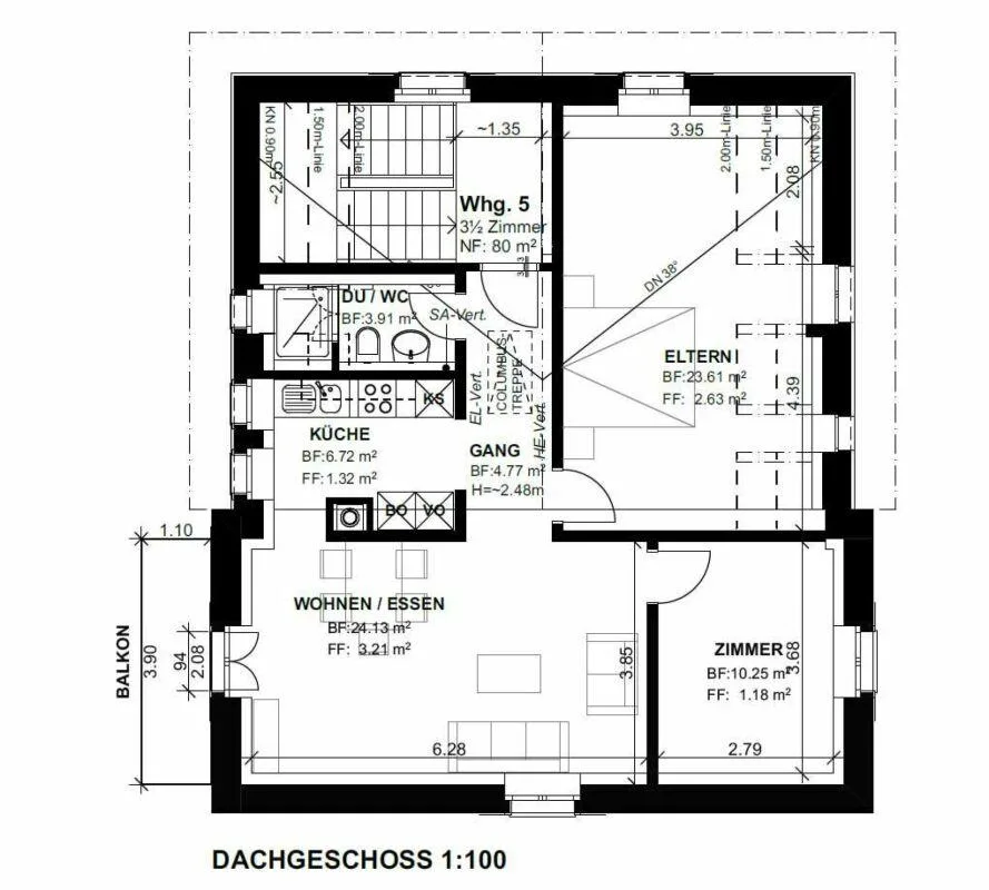 Zu vermieten 3 Zi.-Dachwohnung an der Wylandstr. 3a in Winterthur