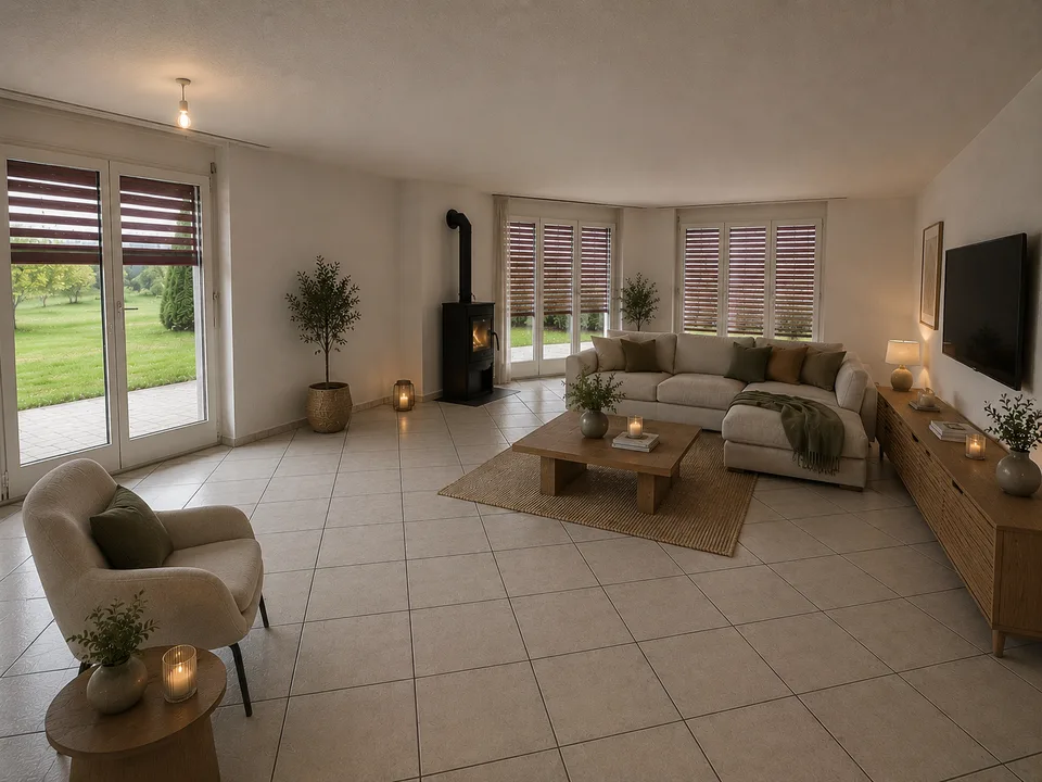 Zona residenziale tranquilla, ampio giardino e due posti auto sotterranei inclusi