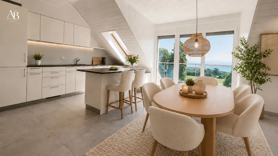 En exclusivité, Duplex vue lac et Mont-Blanc, centre Village à Arzier