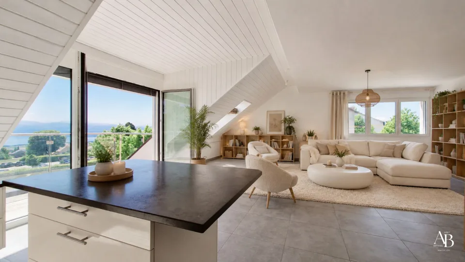 En exclusivité, Duplex vue lac et Mont-Blanc, centre Village à Arzier