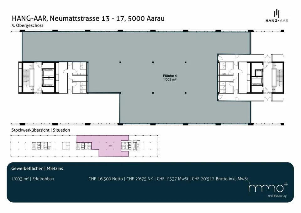 Ufficio/Commerciale | Hang-Aar | 500 a 1'293 m²