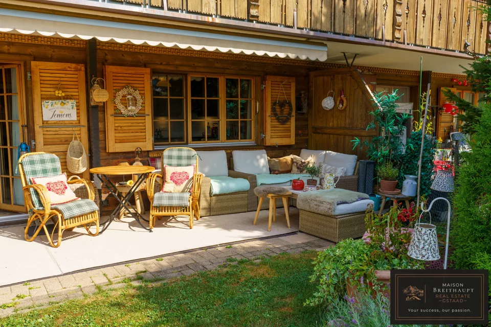 Appartement chaleureux de 3½ pièces avec jardin et vue imprenable sur les montagnes