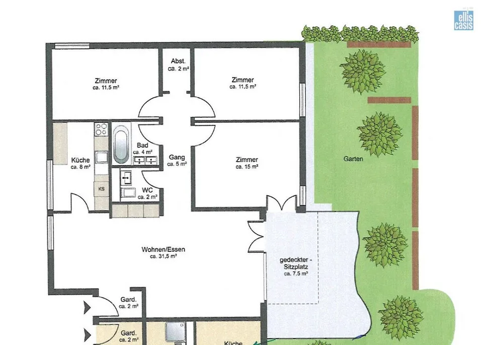4,5-Zimmer-Gartenwohnung  zentral und familienfreundlich