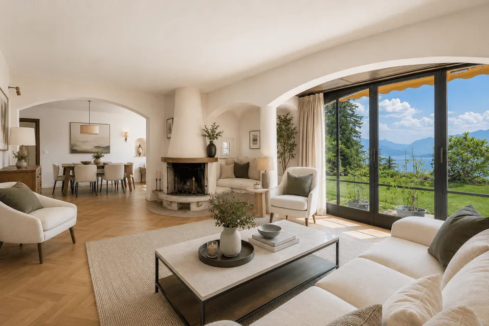 CHEXBRES - MEISTERHAUS MIT POOL, SEEBLICK & WOHNUNG