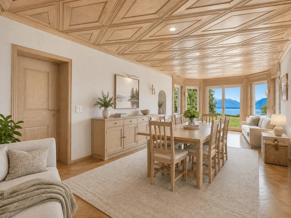 CHEXBRES - MEISTERHAUS MIT POOL, SEEBLICK & WOHNUNG
