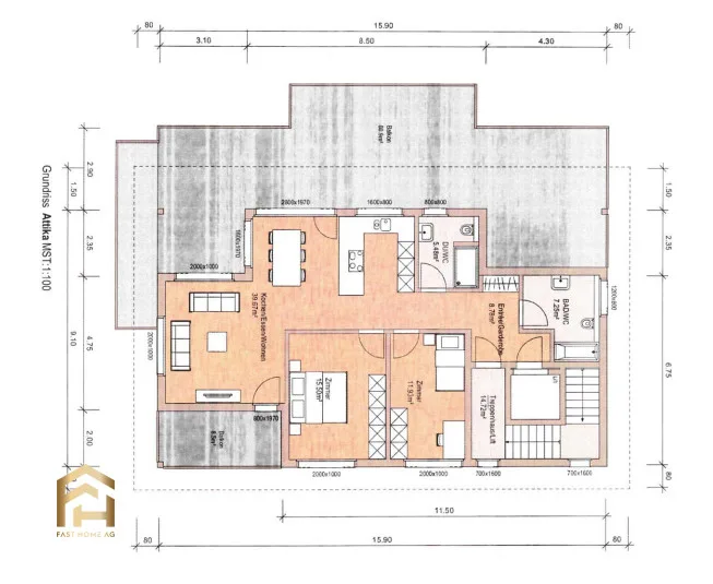 Projet de nouvelle construction : Appartement attique de rêve 3.5-ZWG à vendre – photo 9 sur 9