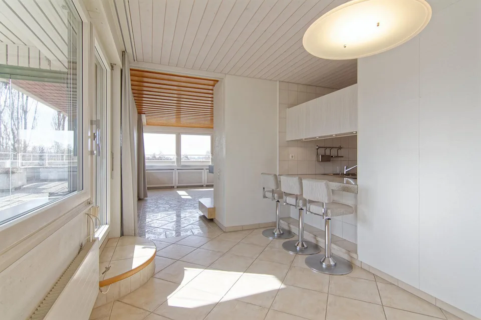 5.5-room penthouse apartment with a view of the pond