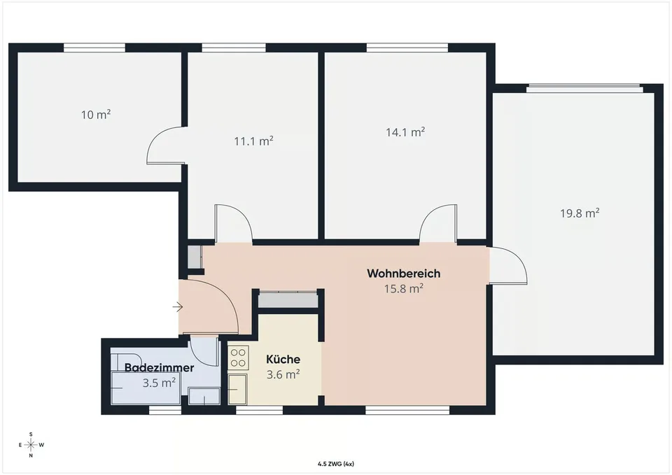 Attraktive 4.5-Zimmer-Wohnung mit Waschturm & Parkplatz
