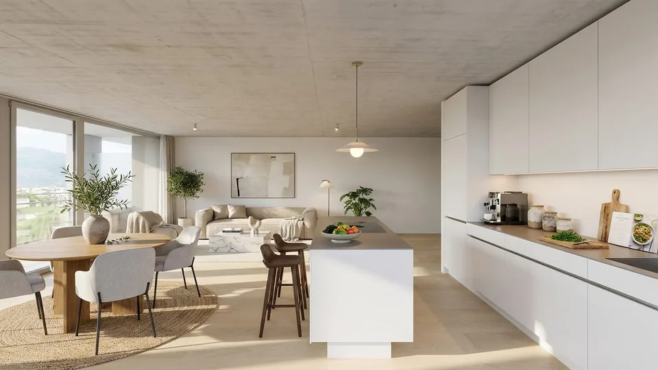 3.5 pièces avec loggia et vue sur les montagnes à Mels à louer