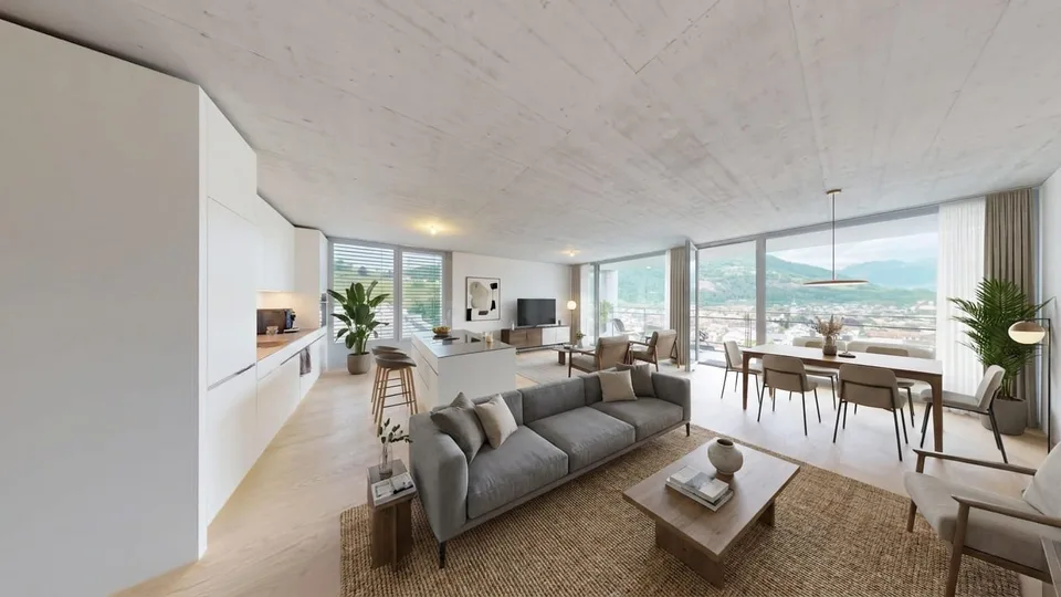 3.5 pièces avec loggia et vue sur les montagnes à Mels à louer