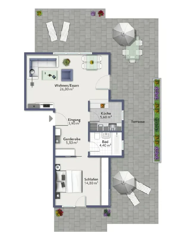 Appartamento attico luminoso di 2½ stanze con terrazza e vista panoramica – foto 11 di 12