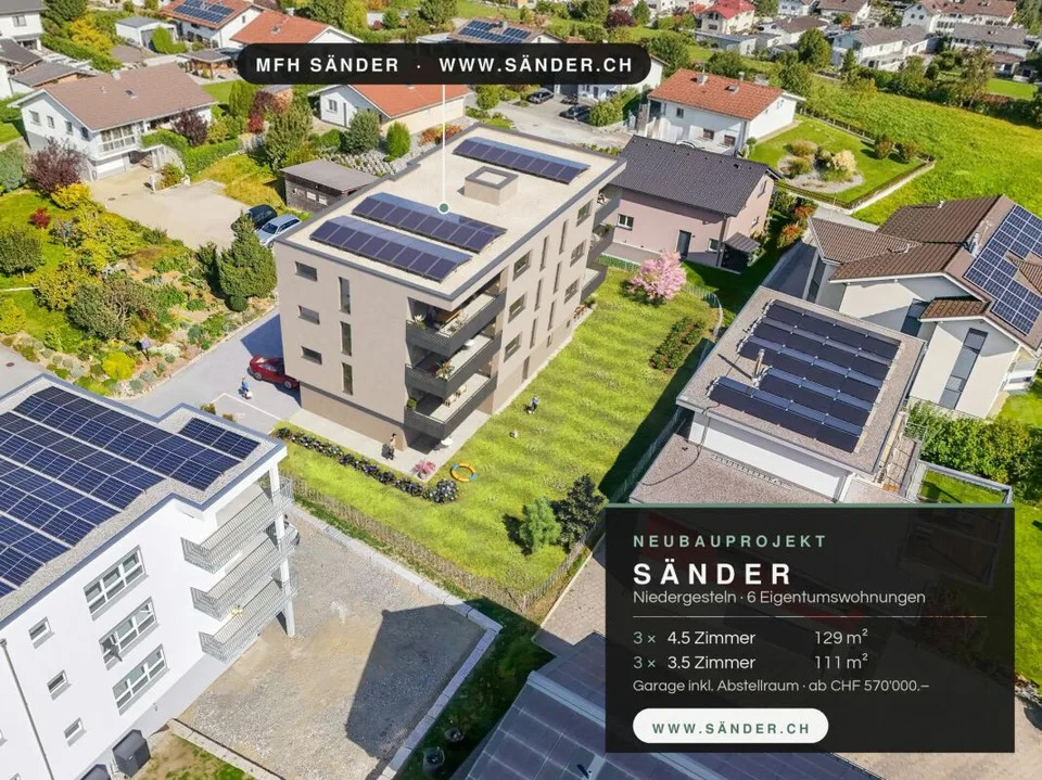 Neubauprojekt Sänder - 3.5- und 4.5-Zimmer-Eigentumswohnungen in Niedergesteln