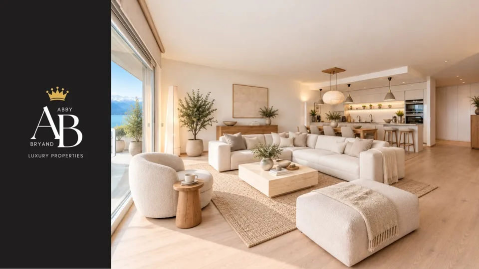 Blaue Horizon, zeitgenössische Wohnung mit 5,5 Zimmern, Blick auf den See und den Mont Blanc – Foto 7 von 9