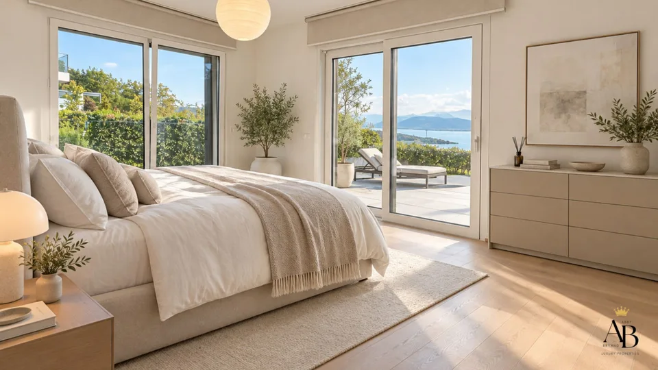 Blaue Horizon, zeitgenössische Wohnung mit 5,5 Zimmern, Blick auf den See und den Mont Blanc – Foto 8 von 9