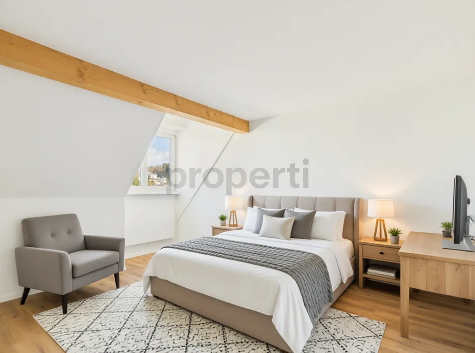 Mansarda con fascino di soffitta, travi in legno e molta privacy a Feuerthalen – foto 8 di 11