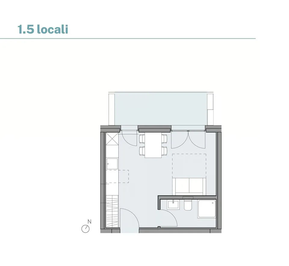 Modernes 1,5-Zimmer-Apartment mit Balkon in Roveredo – Foto 4 von 4