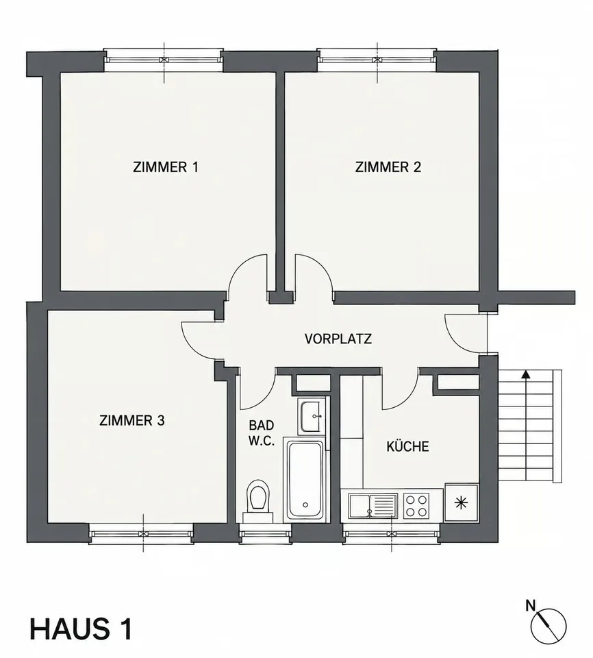 Appartement 3 pièces attrayant dans un emplacement central et calme – photo 8 sur 8