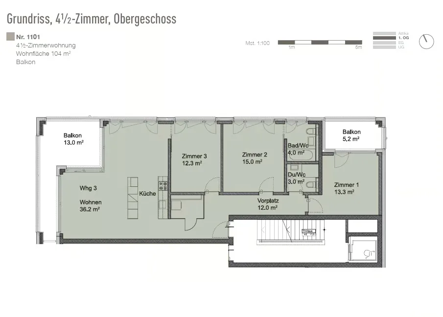 Helle 4½-Zimmer-Wohnung mit zwei Balkonen und zwei Nasszellen in Dü... – Foto 7 von 7