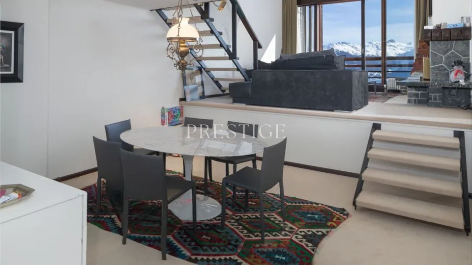Duplex 3½ Zimmer Ski in&out in der Tour de Super-Crans - Aussicht... – Foto 2 von 13