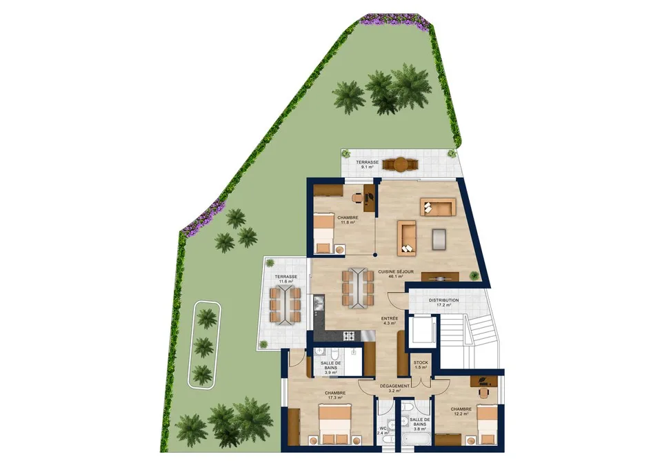 MAPLE 11 · New high-end PPE · Garden level 4.5 rooms · 108.8 m² · garden 138.7 m² + 2 terraces – photo 6 of 13