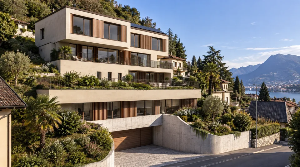 Bissone: terreno con vista lago e progetto per esclusiva residenza bifamiliare – foto 4 di 12