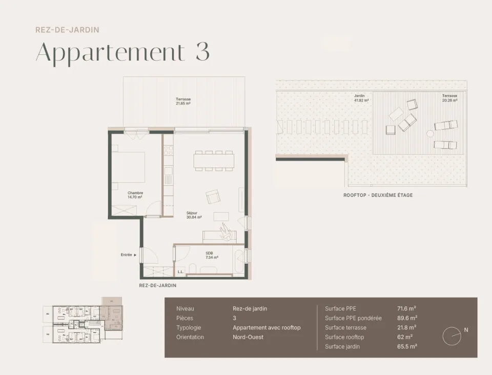 3-room apartment on the garden level with private rooftop – photo 4 of 4
