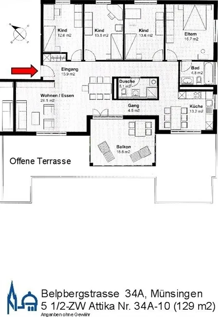 5.5 Zimmer Attikawohnung, 3110 Münsingen