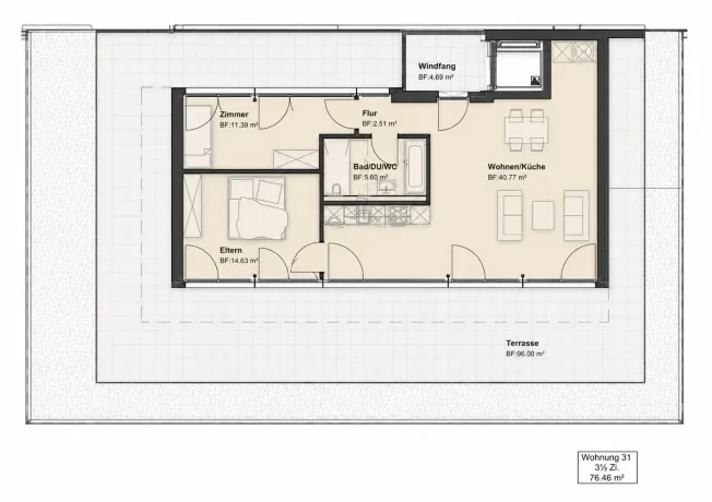3.5 Zimmer Wohnung in Nesslau – photo 11 sur 11