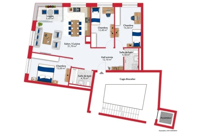 4.5 Zimmer Wohnung in Lausanne – Foto 4 von 4