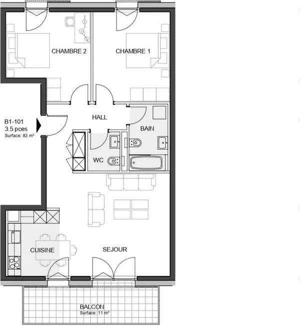 3.5 Zimmer Wohnung in Echandens-Denges – Foto 8 von 8