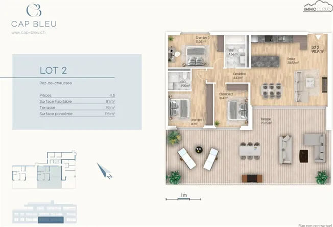 4.5 Zimmer Wohnung in La Conversion – Foto 10 von 11