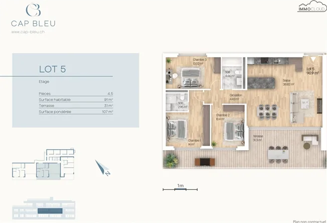 4.5 Zimmer Wohnung in La Conversion – Foto 10 von 11