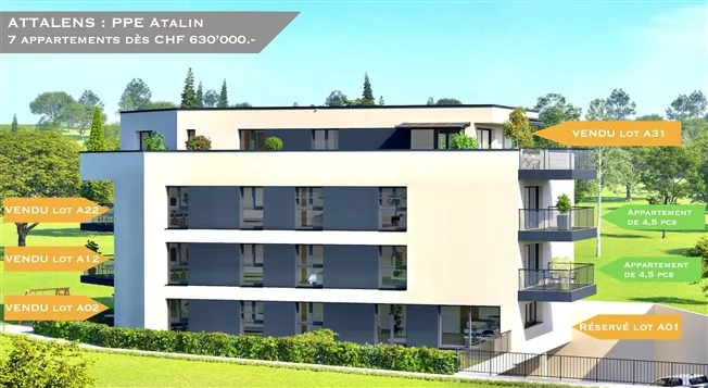 4 Zimmer Wohnung in Attalens – Foto 2 von 8