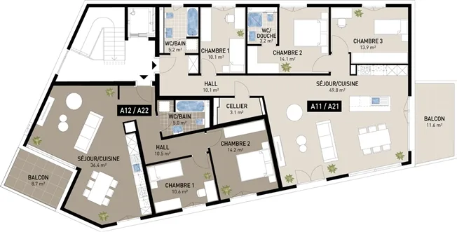 4 Zimmer Wohnung in Attalens – Foto 4 von 8
