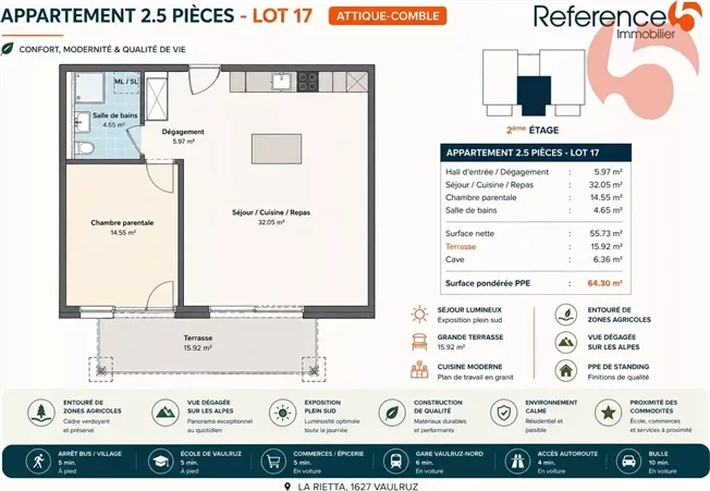 2.5 Zimmer Attikawohnung in Vaulruz – Foto 6 von 8