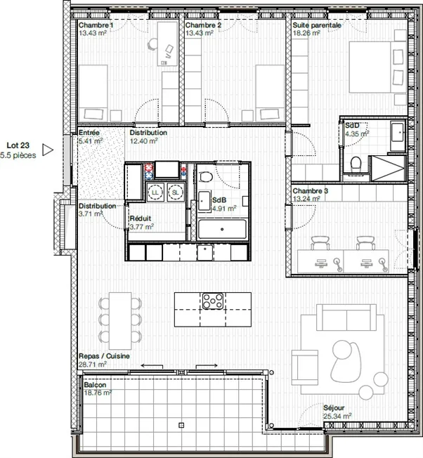 5.5 Zimmer Wohnung in Riaz – Foto 4 von 7