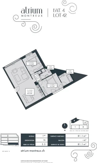 3.5 Zimmer Wohnung in Montreux – Foto 4 von 7