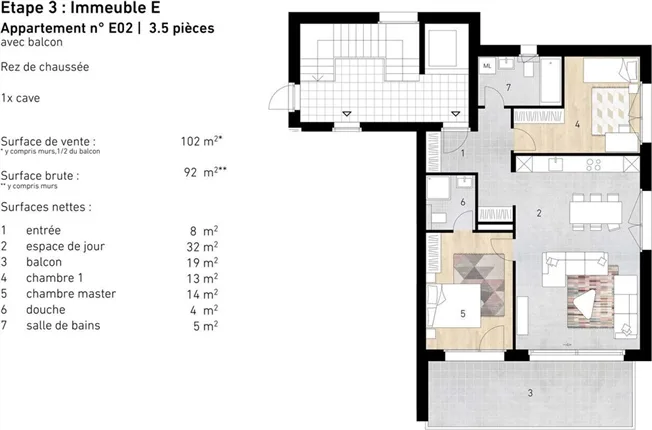 3.5 Zimmer Wohnung in Lens – Foto 6 von 6
