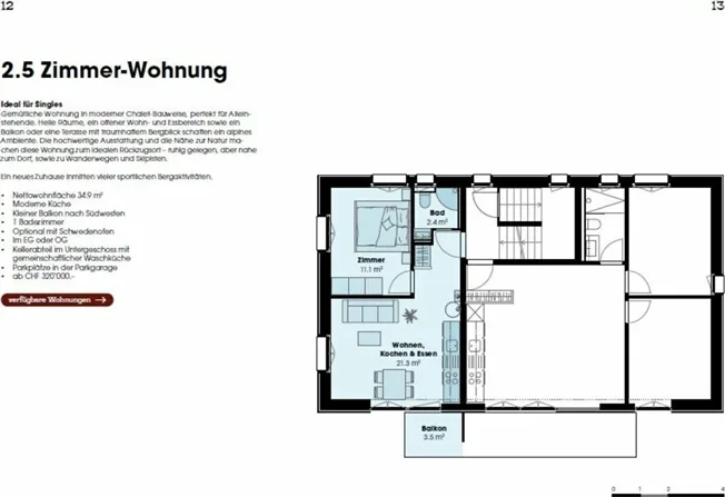 2.5 Zimmer Wohnung in Adelboden – Foto 4 von 7
