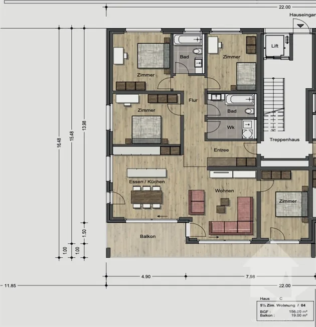 5.5 Zimmer Wohnung in Stalden VS – Foto 10 von 13