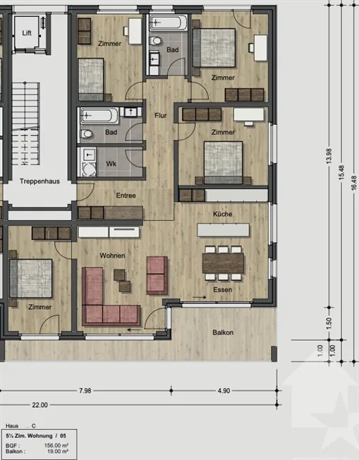 5.5 Zimmer Wohnung in Stalden VS – Foto 11 von 13