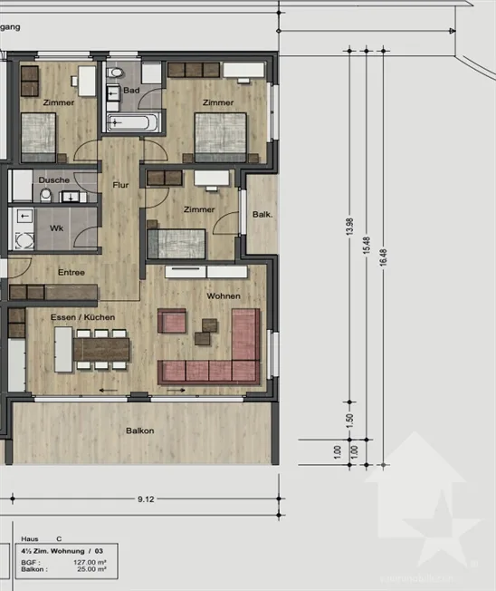 4.5 Zimmer Wohnung in Stalden VS – foto 10 di 13