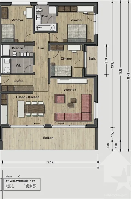 4.5 Zimmer Wohnung in Stalden VS – foto 12 di 13