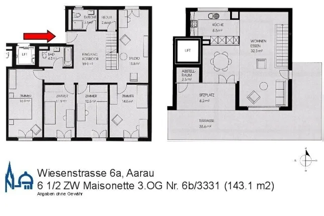 6.5 Zimmer Wohnung, 5000 Aarau