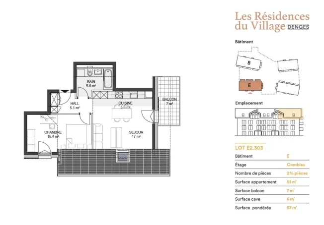 2.5 Zimmer Wohnung, 1026 Echandens-Denges